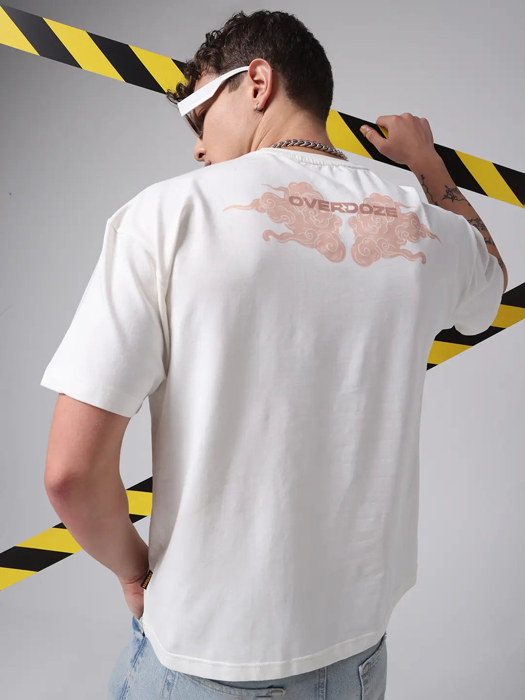 Create Slogan Designed Off White Boxy Fit Cotton T-shirt For Unisex
