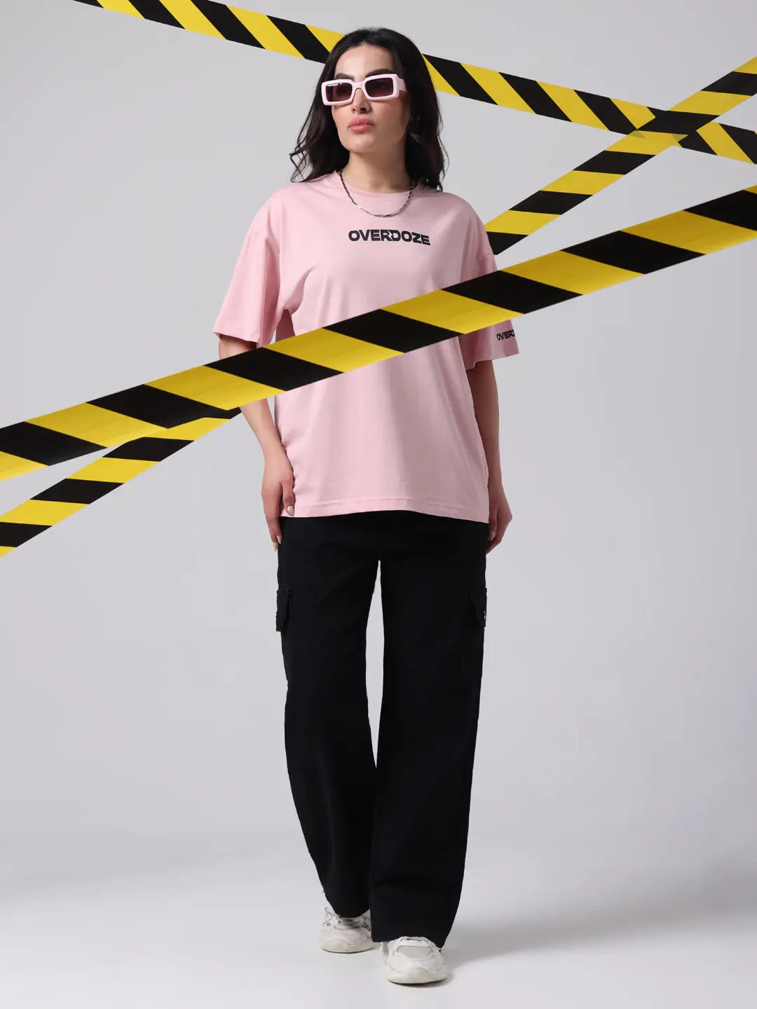 Pink Premium Brand Logo Oversized Boxy Fit Cotton Unisex T-Shirt