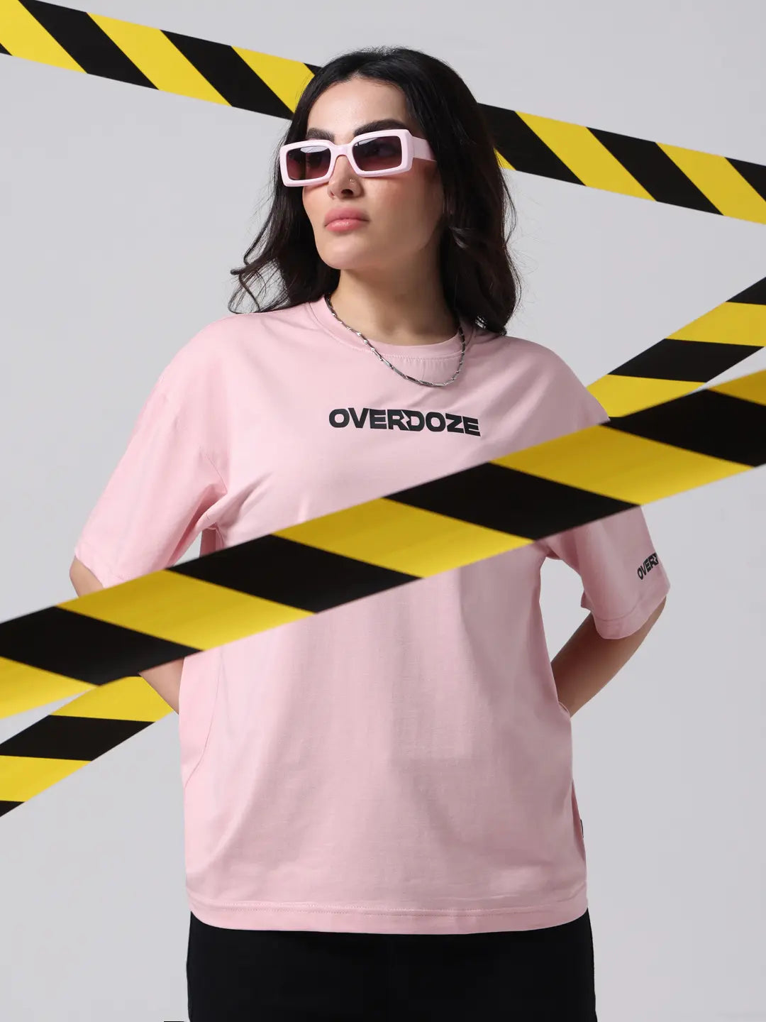 Pink Premium Brand Logo Oversized Boxy Fit Cotton Unisex T-Shirt