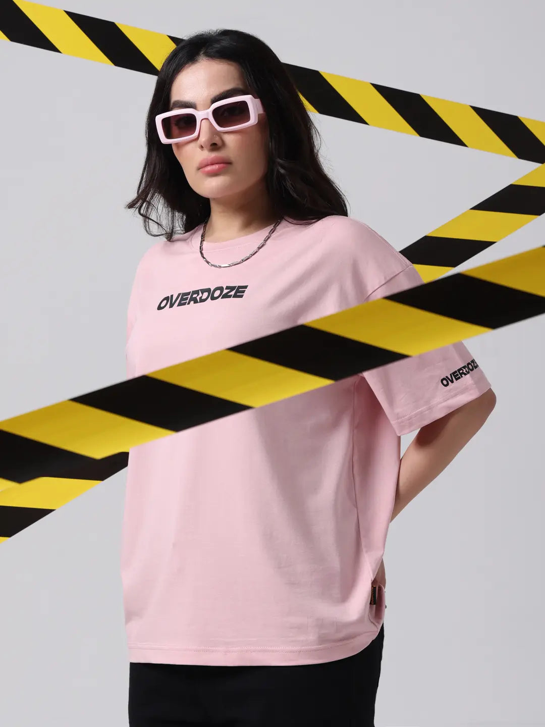 Pink Premium Brand Logo Oversized Boxy Fit Cotton Unisex T-Shirt