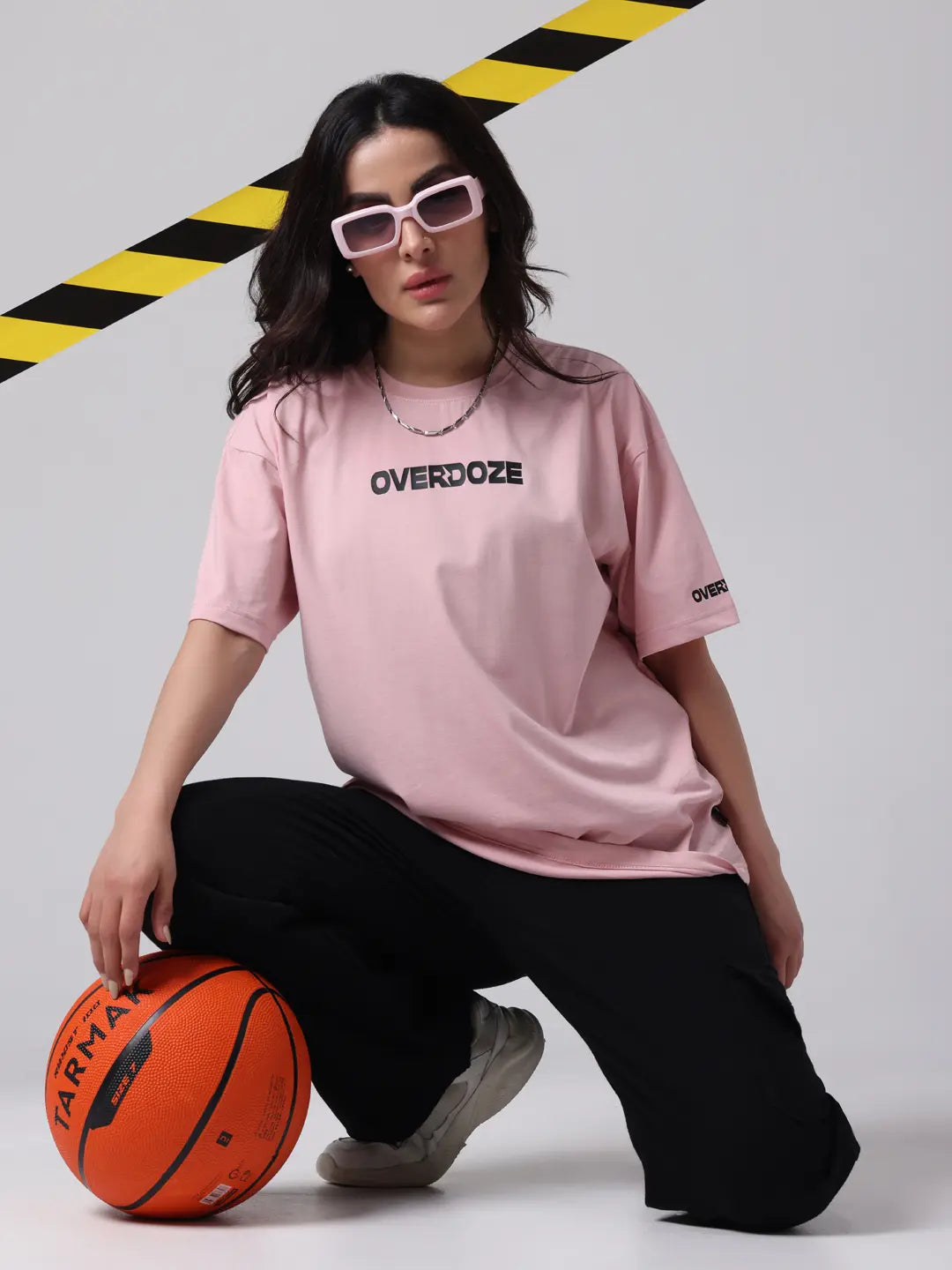 Pink Premium Brand Logo Oversized Boxy Fit Cotton Unisex T-Shirt