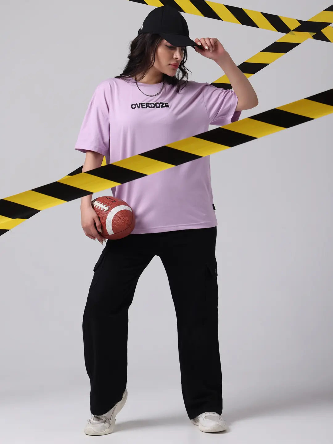 Lavender Premium Brand Logo Oversized Boxy Fit Cotton Unisex T-Shirt