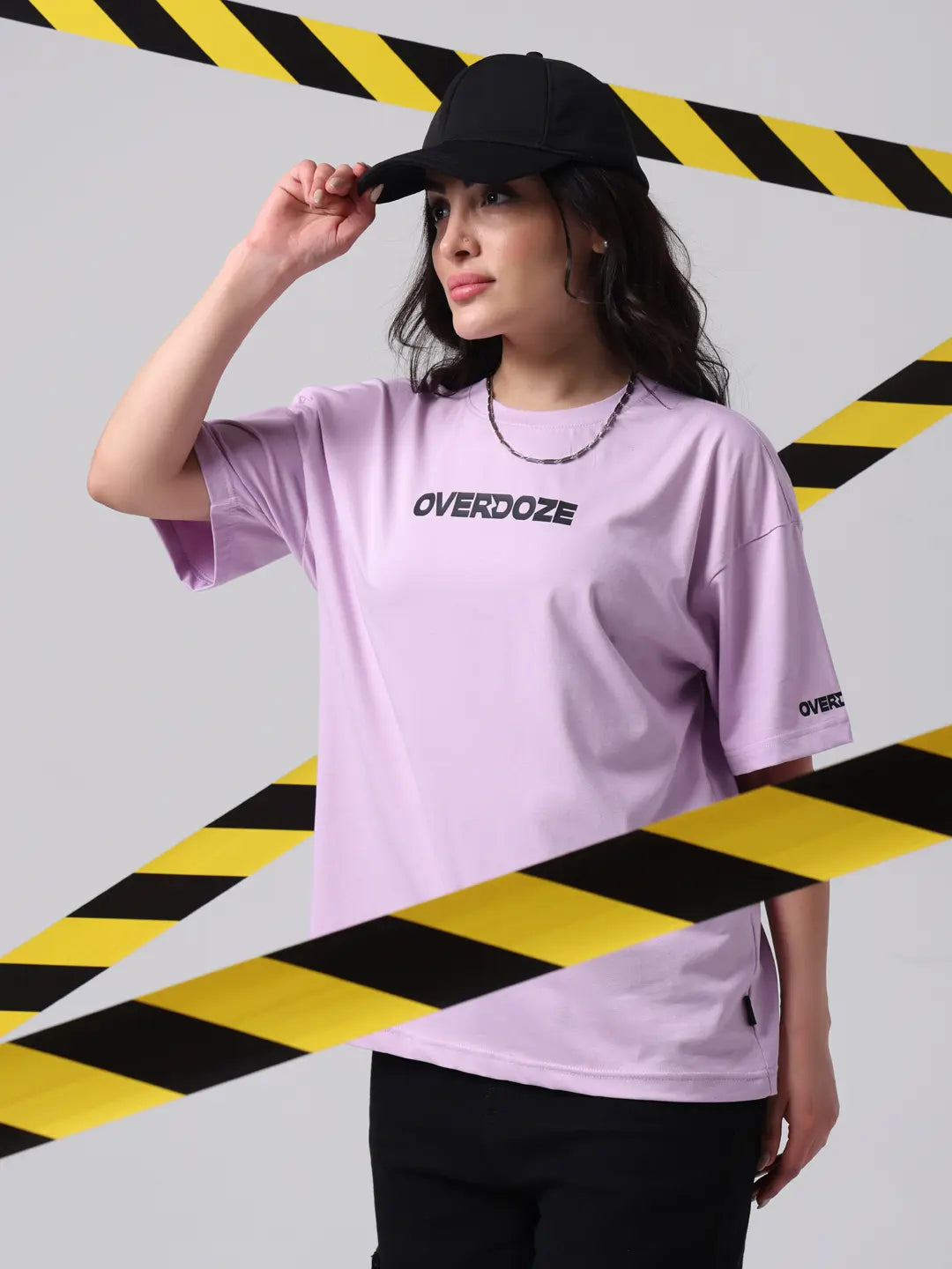 Lavender Premium Brand Logo Oversized Boxy Fit Cotton Unisex T-Shirt
