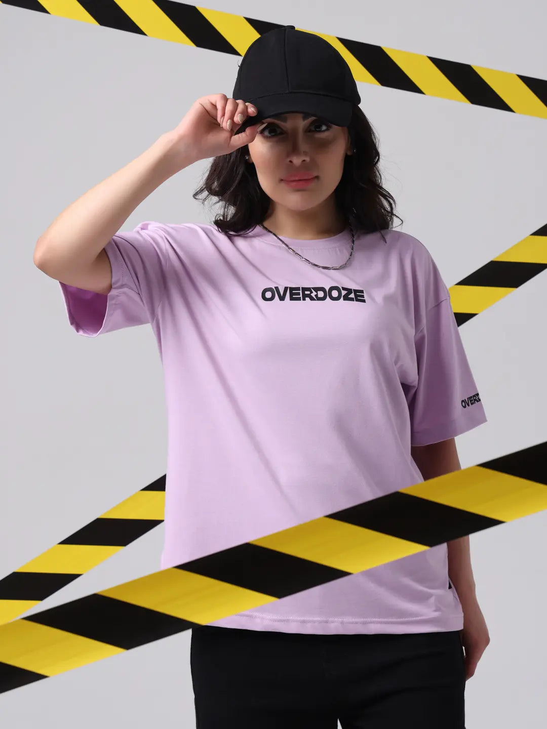 Lavender Premium Brand Logo Oversized Boxy Fit Cotton Unisex T-Shirt