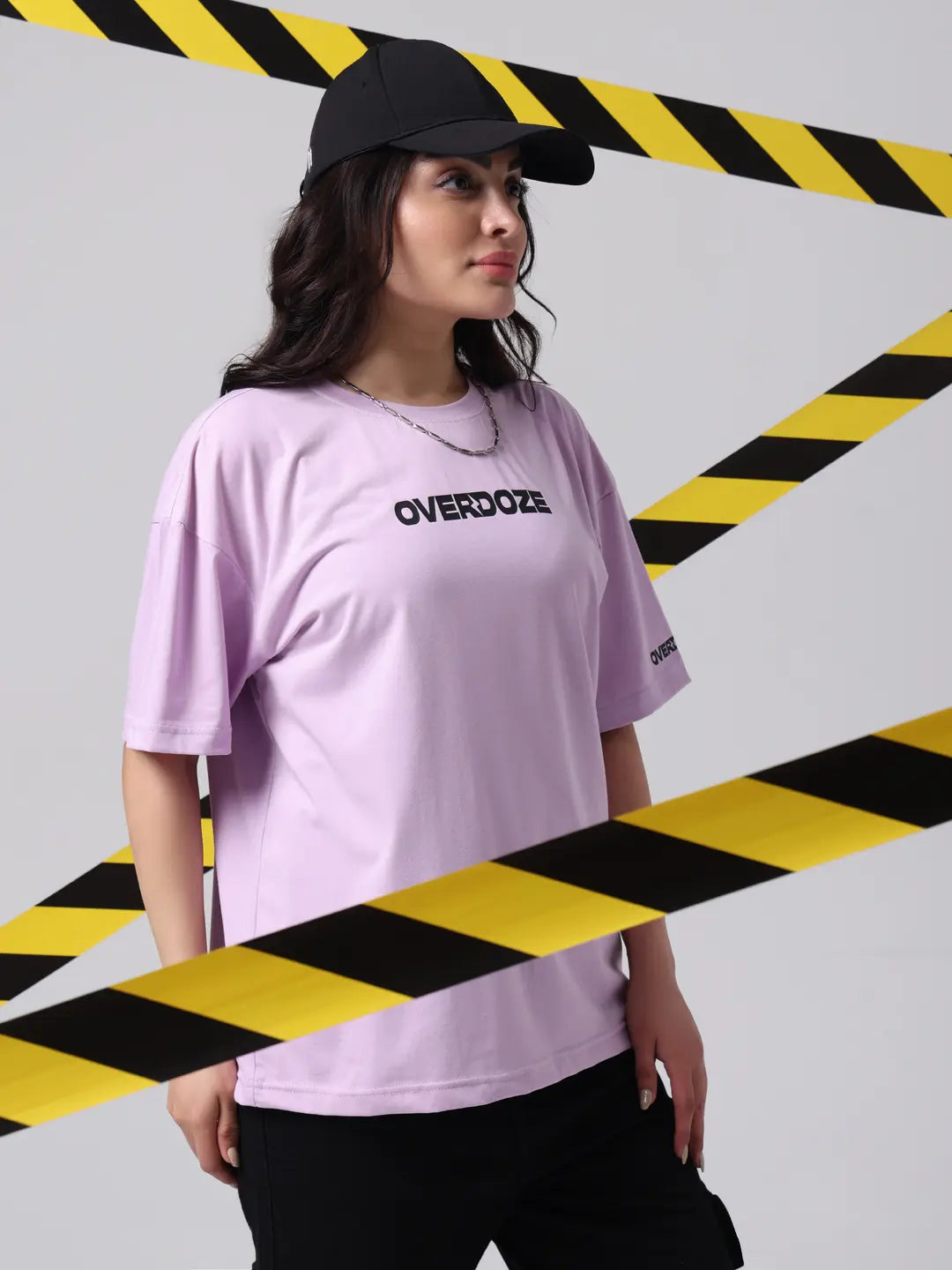 Lavender Premium Brand Logo Oversized Boxy Fit Cotton Unisex T-Shirt