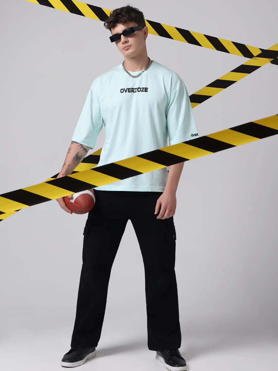 Green Premium Brand Logo Printed Drop Shoulder Cotton T-Shirt for Men