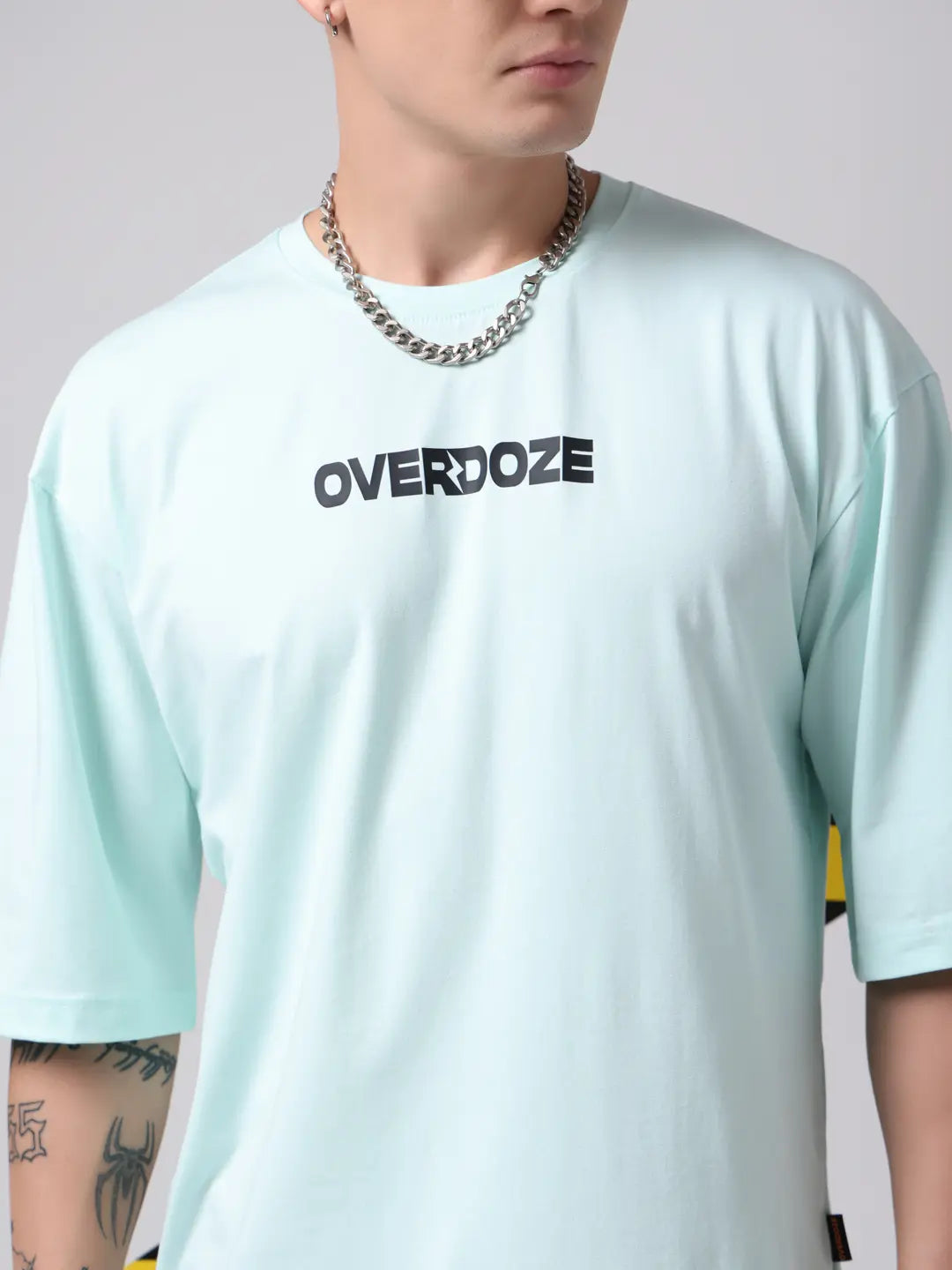 Green Premium Brand Logo Printed Drop Shoulder Cotton T-Shirt for Men