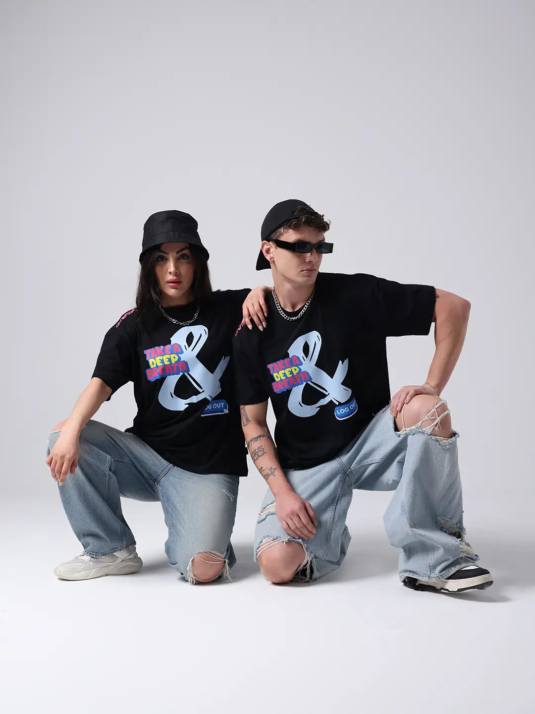 Log Out Anti Social Club Printed Relaxed Fit Unisex Oversize T shirt