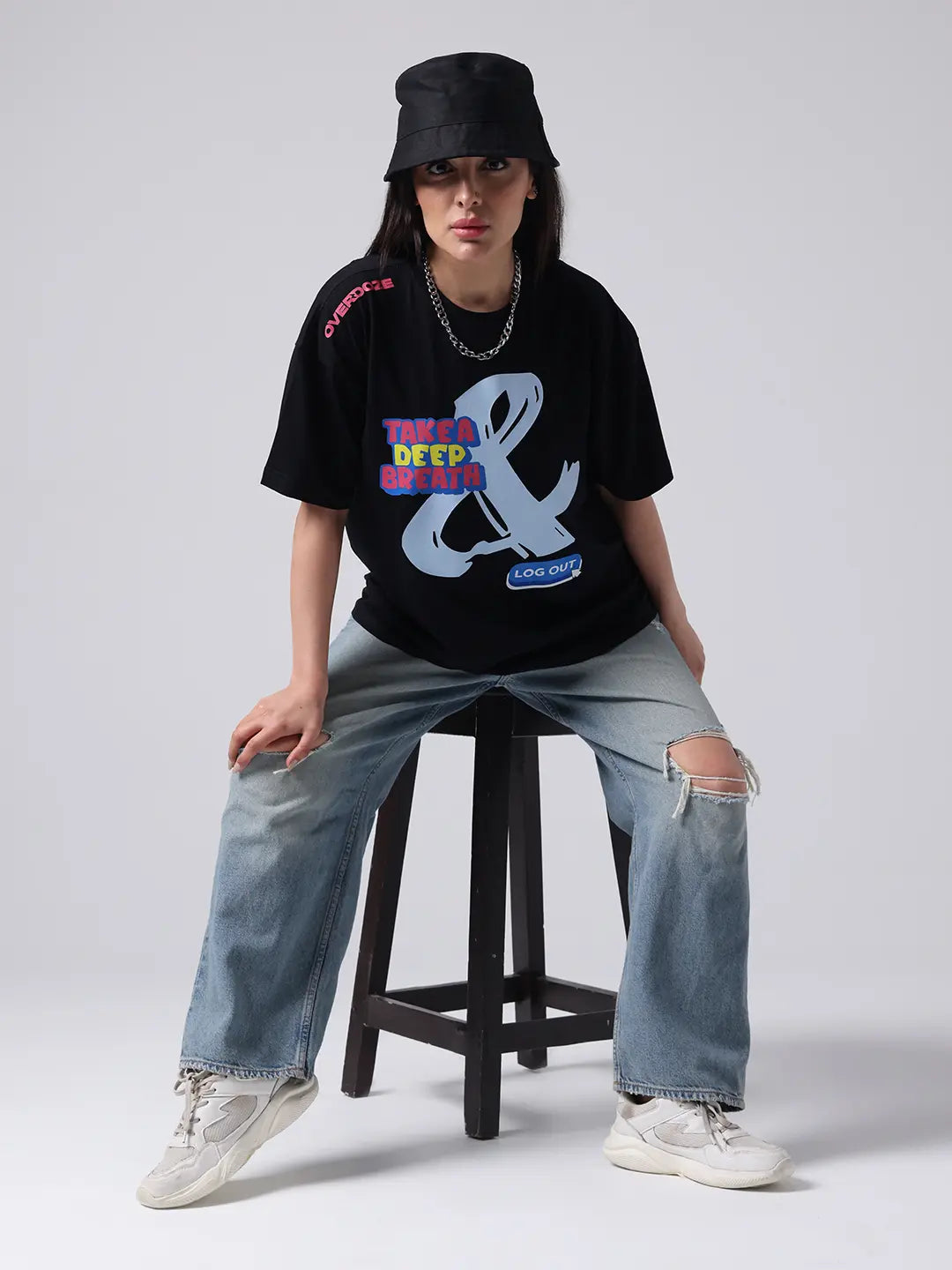 Log Out Anti Social Club Printed Relaxed Fit Unisex Oversize T shirt