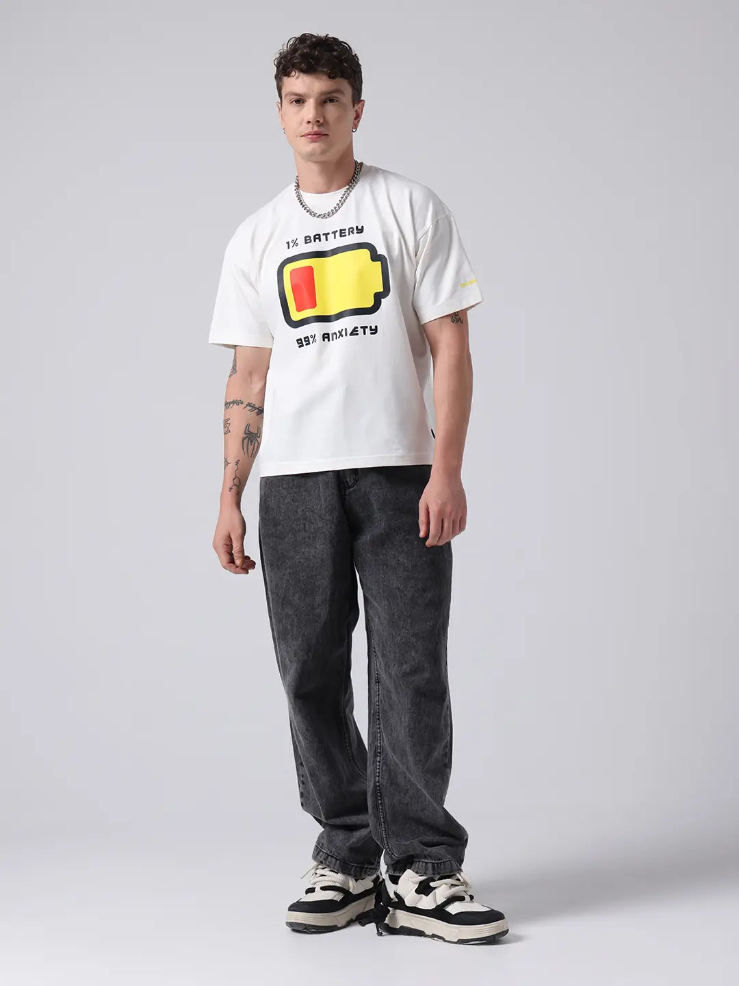 1% Battery, 99% Social Anxiety Burnout Boxy Fit Cotton Unisex T shirt