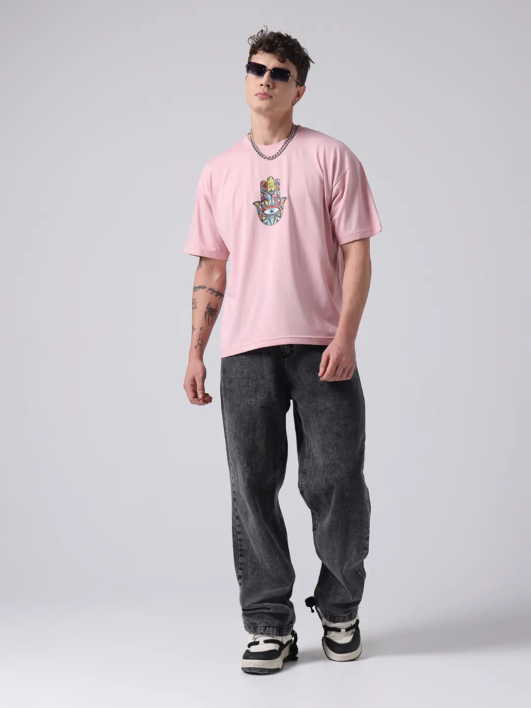 Hamsa Inner Peace Evil Eye Aura Oversized  Cotton Unisex T shirt