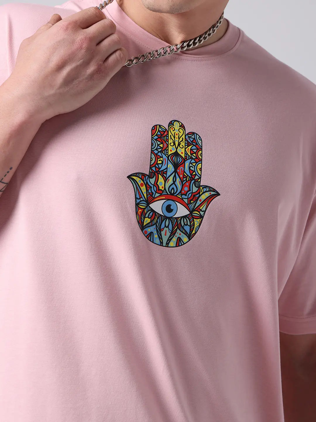Hamsa Inner Peace Evil Eye Aura Oversized  Cotton Unisex T shirt
