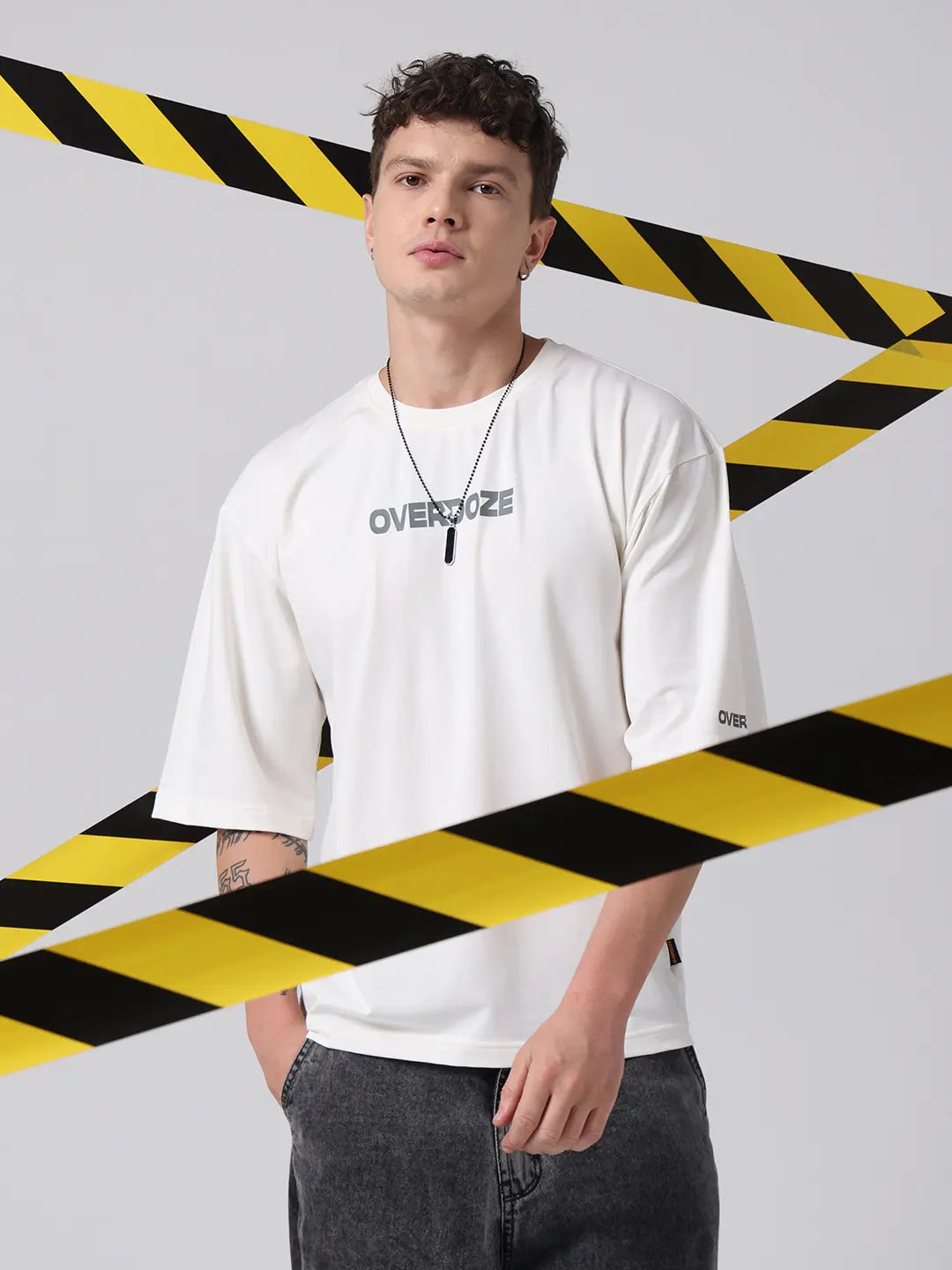 Off White Premium Brand Logo Printed Drop Shoulder Cotton T shirt for Men