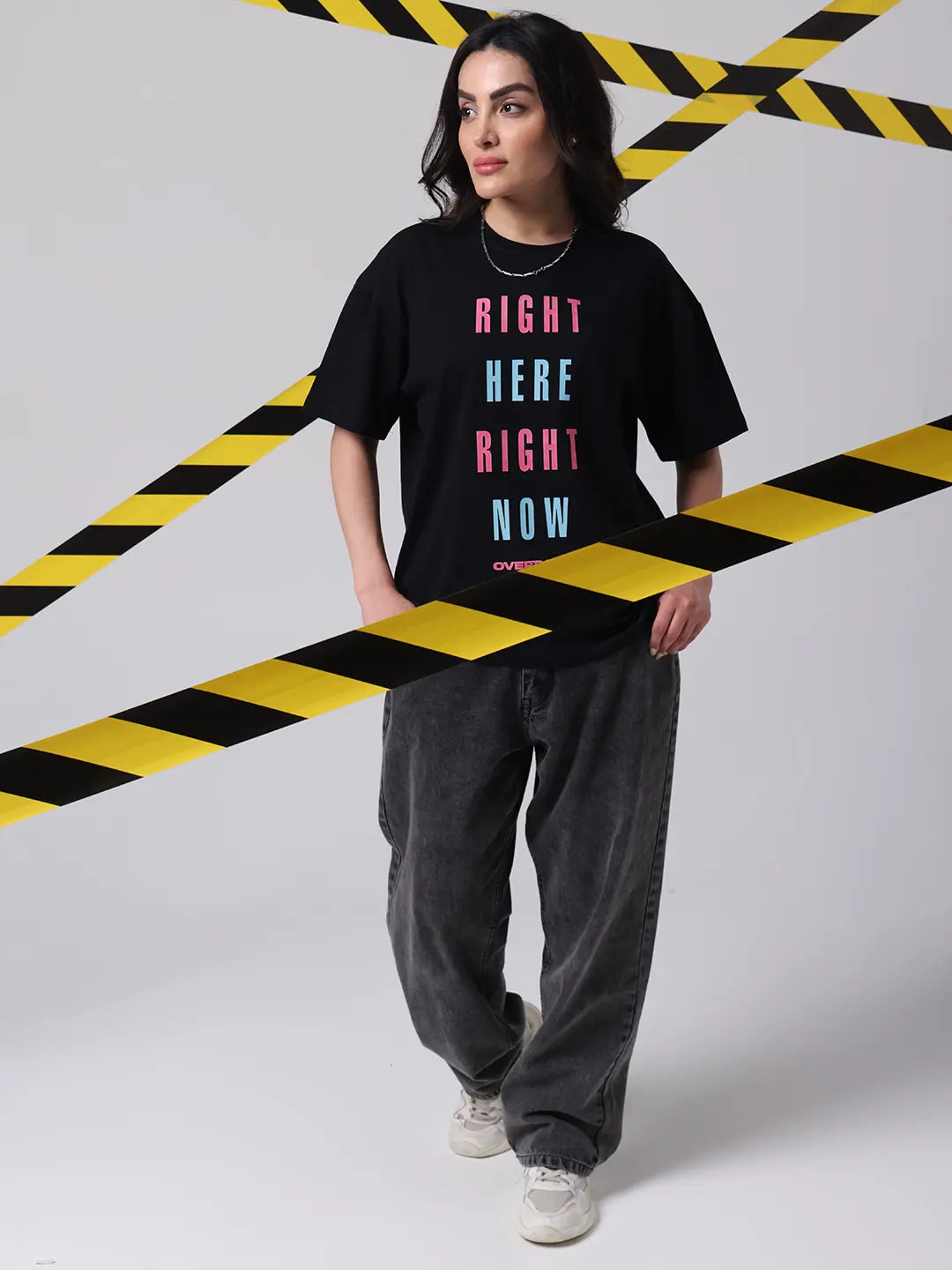 Right Here Now Moment Boxy Fit Printed Cotton Oversized T shirt