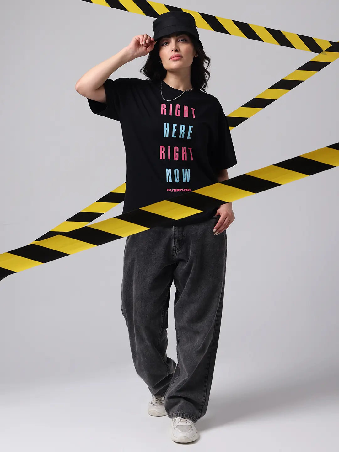 Right Here Now Moment Boxy Fit Printed Cotton Oversized T shirt