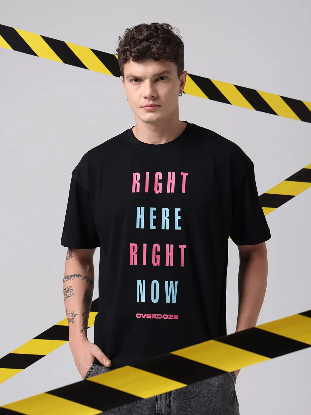 Right Here Now Moment Boxy Fit Printed Cotton Oversized T shirt
