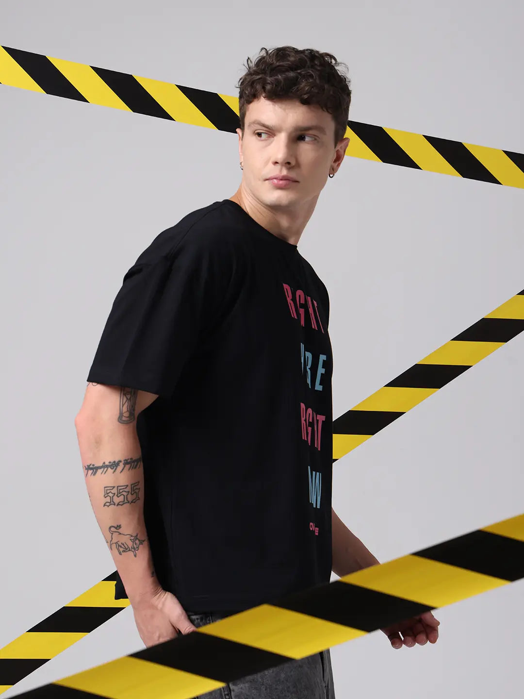 Right Here Now Moment Boxy Fit Printed Cotton Oversized T shirt