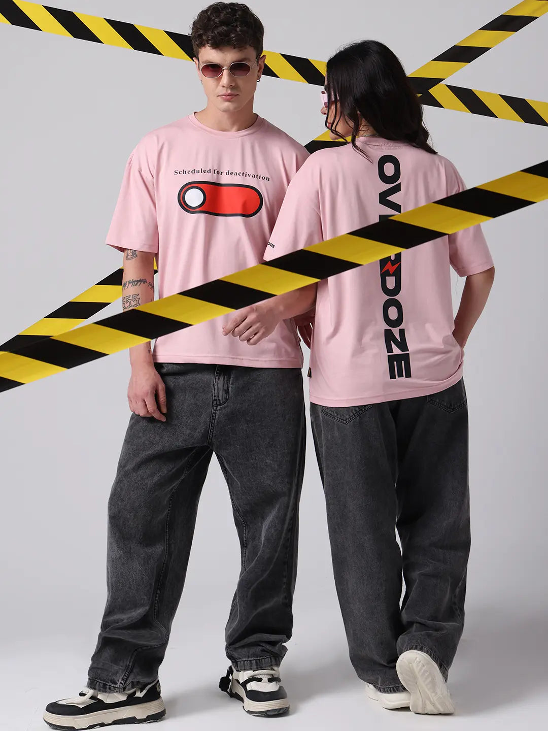 Deactivation Disconnect Printed Boxy Oversized Fit Cotton T shirt for Unisex