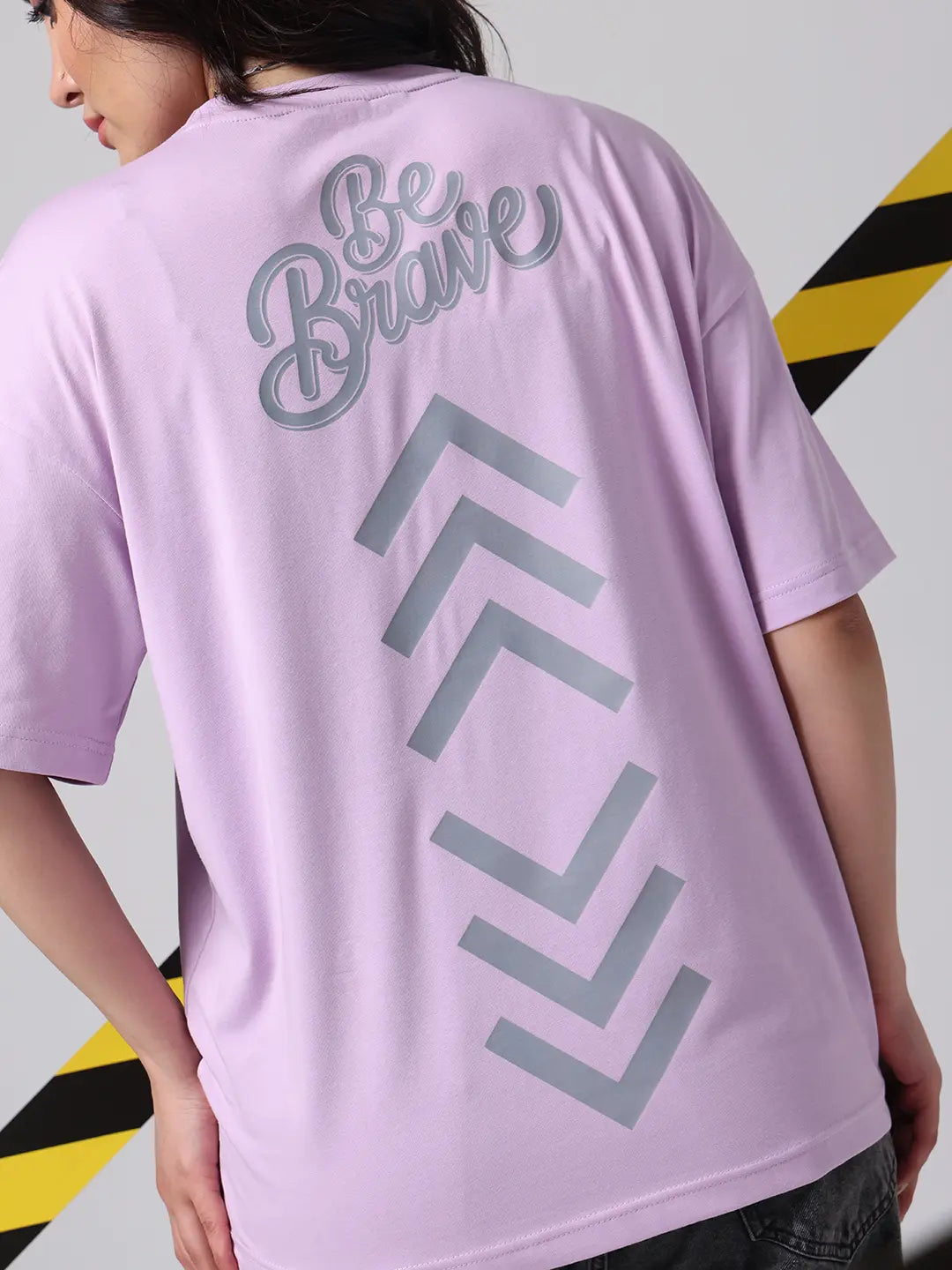 Target Here Rebel Printed Oversized Boxy Fit Lavender Unisex T shirt