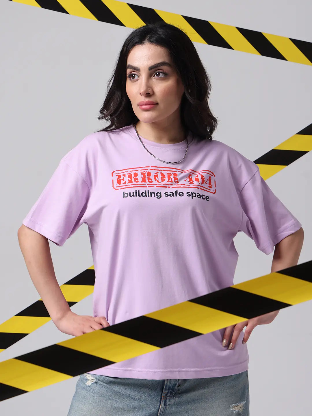Error 404 Coding Glitch Printed Cotton Lavender Unisex T shirt
