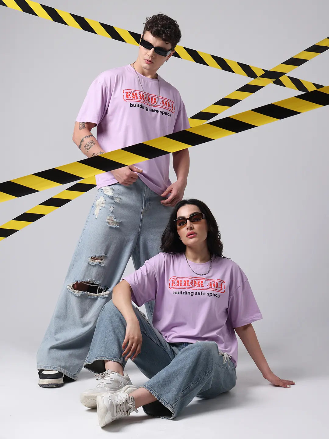 Error 404 Coding Glitch Printed Cotton Lavender Unisex T shirt