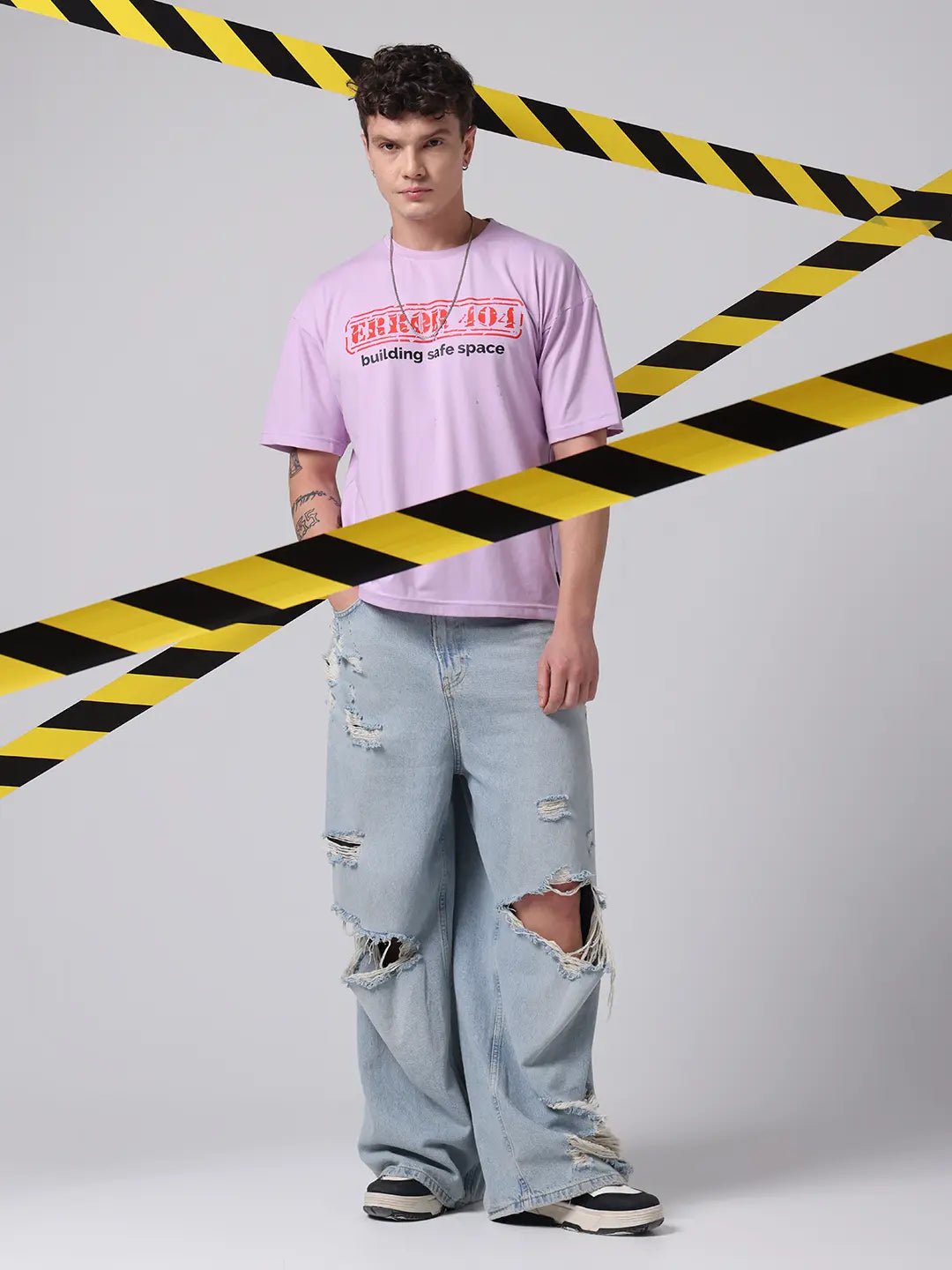 Error 404 Coding Glitch Printed Cotton Lavender Unisex T shirt