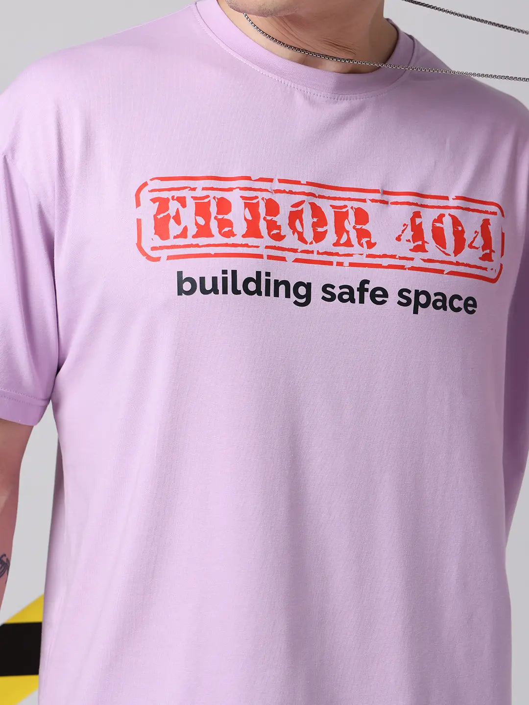 Error 404 Coding Glitch Printed Cotton Lavender Unisex T shirt