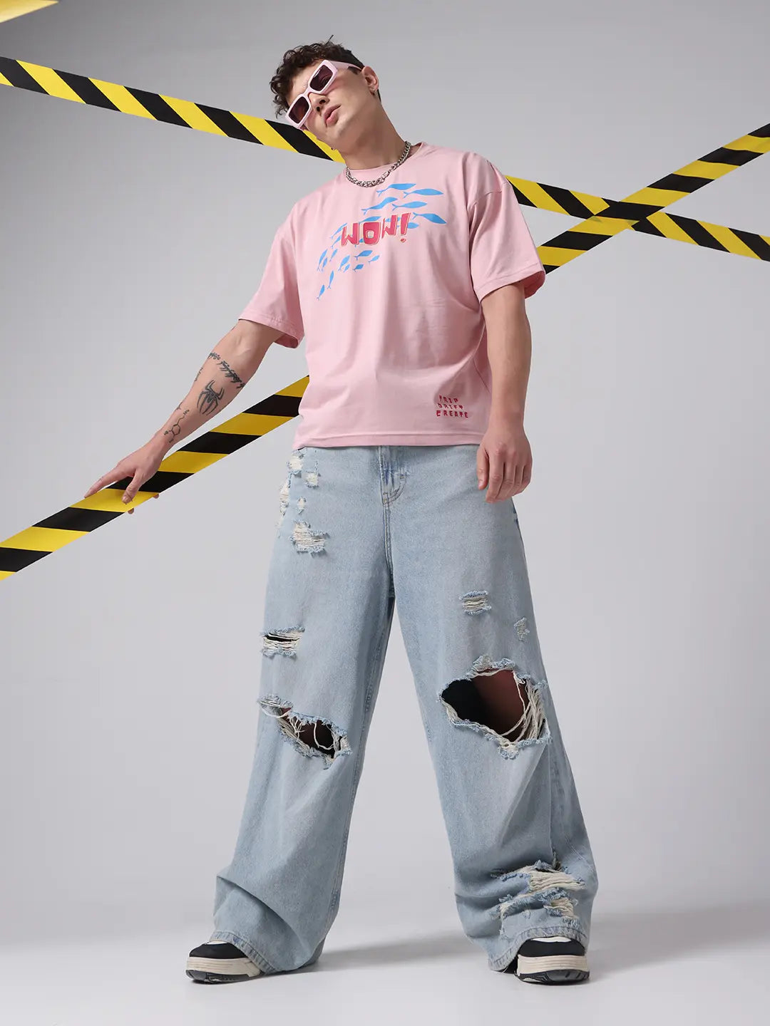 Wow Beautiful Reaction Oversized Relaxed Boxy Fit Pink Cotton Unisex T shirt
