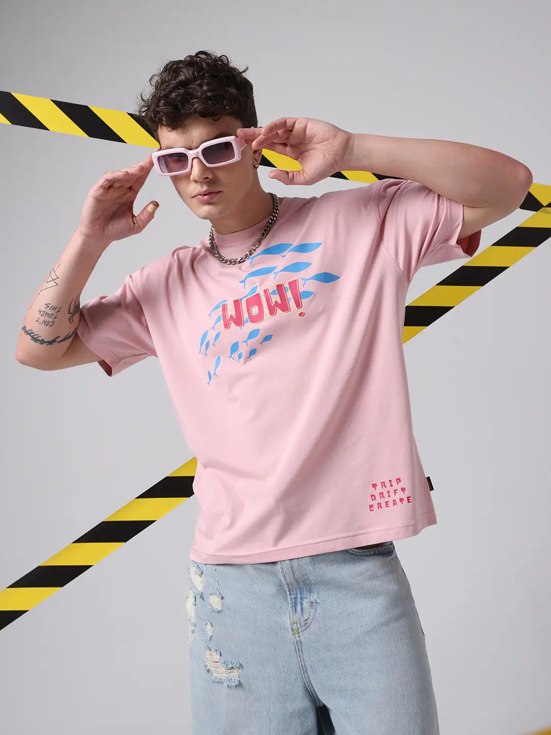 Wow Beautiful Reaction Oversized Relaxed Boxy Fit Pink Cotton Unisex T shirt