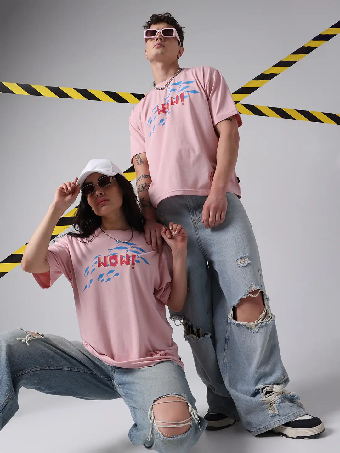 Wow Beautiful Reaction Oversized Relaxed Boxy Fit Pink Cotton Unisex T shirt