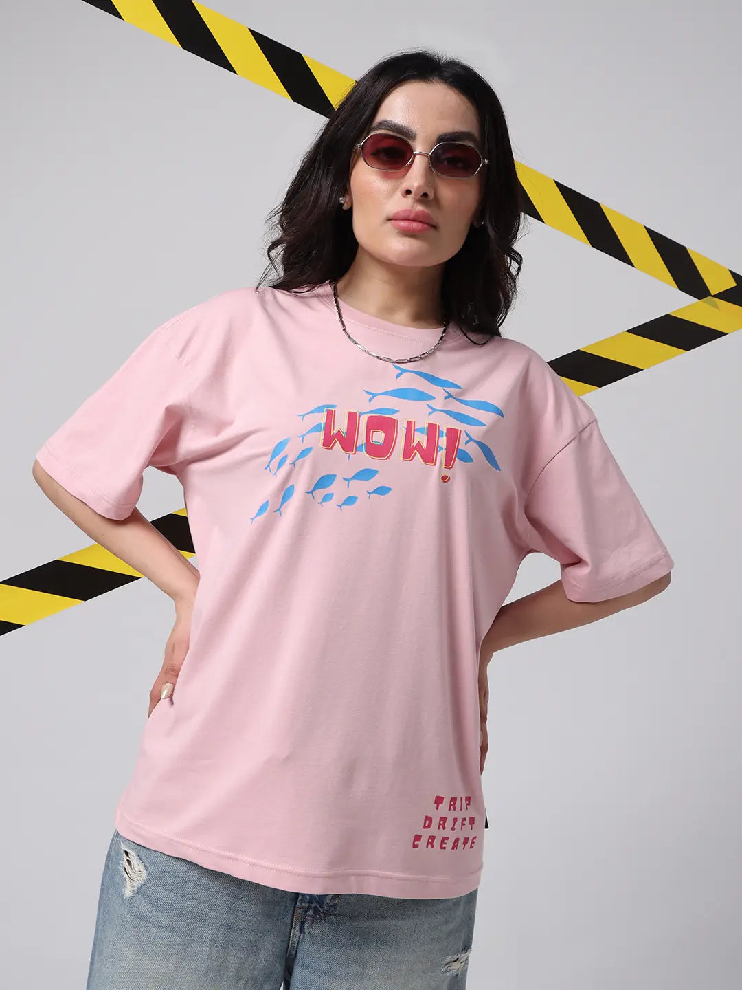 Wow Beautiful Reaction Oversized Relaxed Boxy Fit Pink Cotton Unisex T shirt