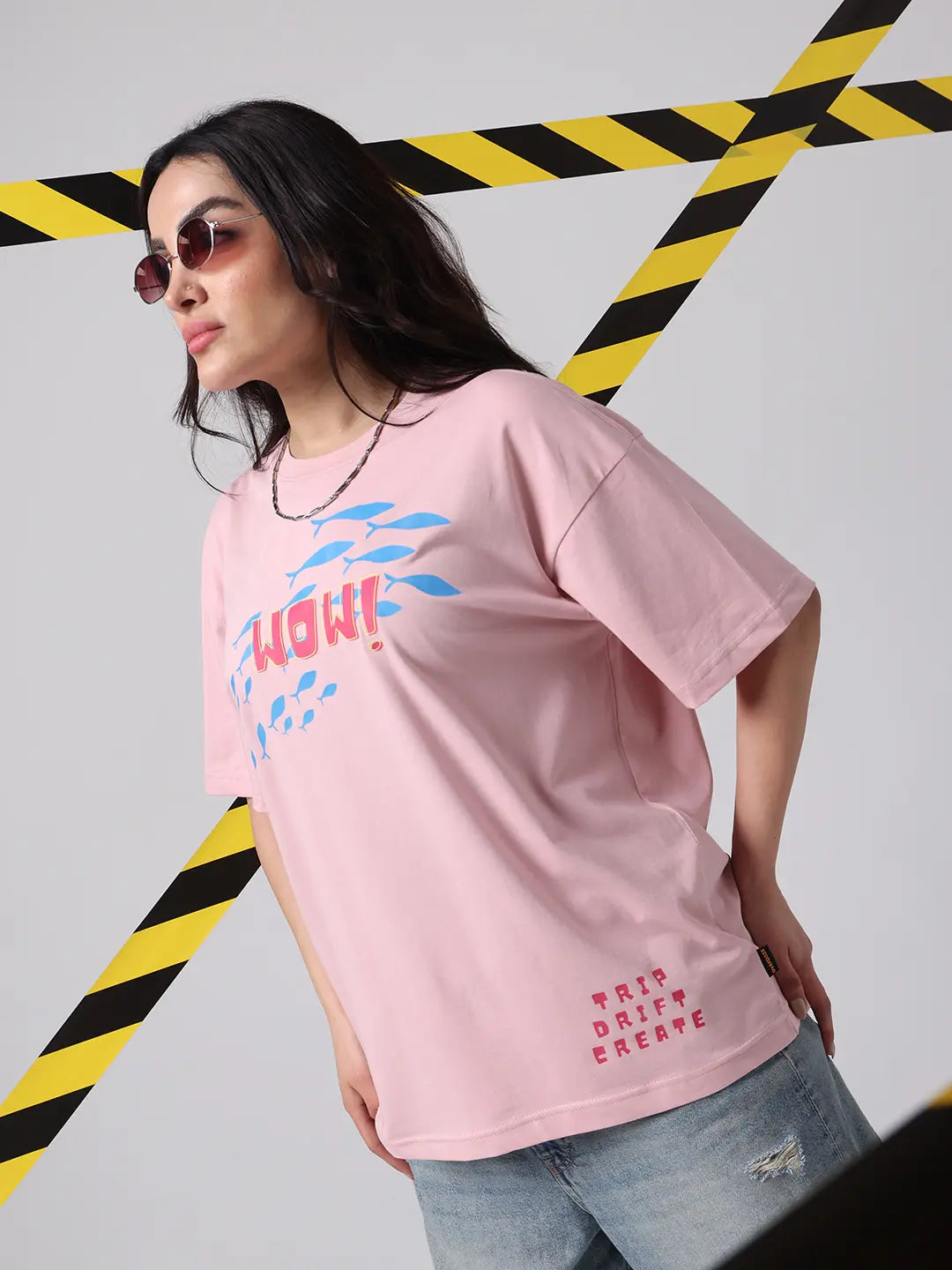 Wow Beautiful Reaction Oversized Relaxed Boxy Fit Pink Cotton Unisex T shirt