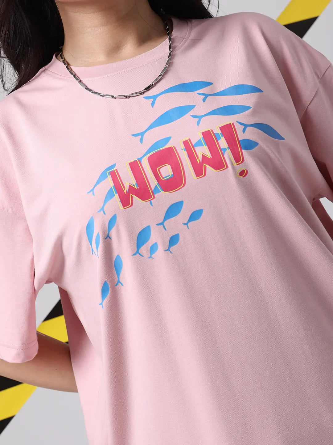 Wow Beautiful Reaction Oversized Relaxed Boxy Fit Pink Cotton Unisex T shirt