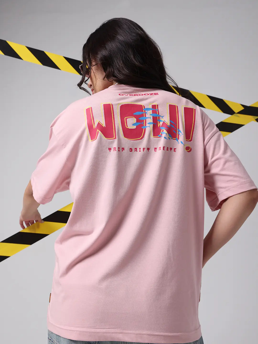 Wow Beautiful Reaction Oversized Relaxed Boxy Fit Pink Cotton Unisex T shirt
