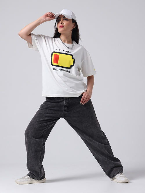 1% Battery, 99% Social Anxiety Burnout Boxy Fit Cotton Unisex T shirt