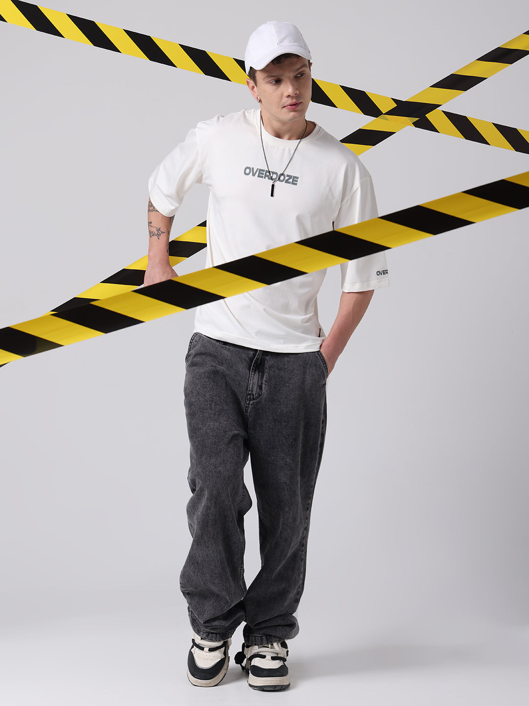 OVERDOZE PREMIUM Drop Shoulders Printed Cotton Off White T-shirt for men