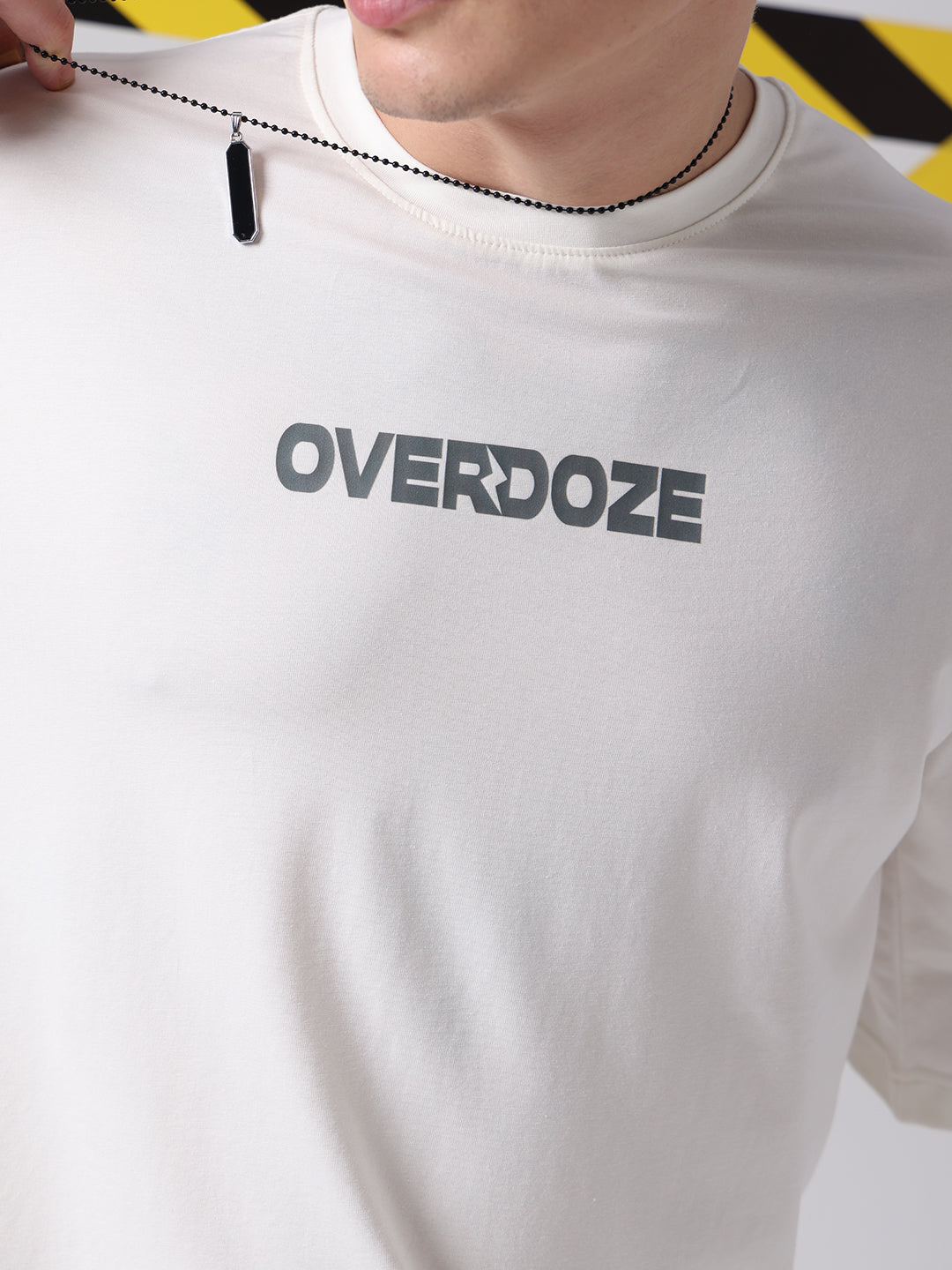 OVERDOZE PREMIUM Drop Shoulders Printed Cotton Off White T-shirt for men