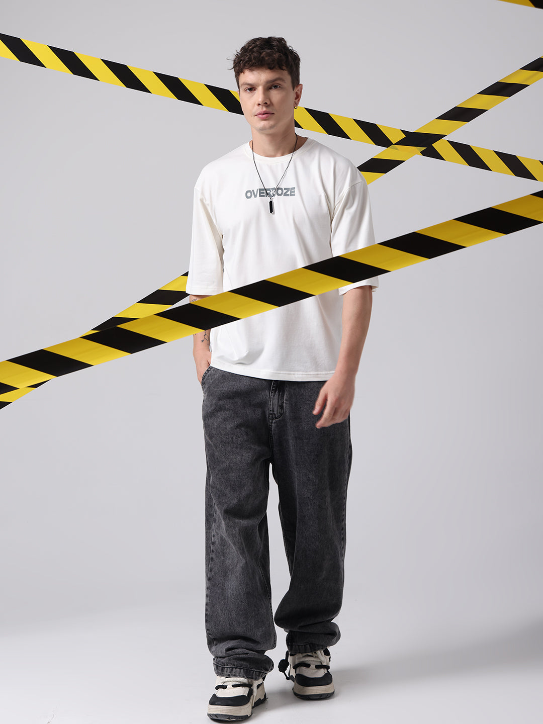 OVERDOZE PREMIUM Drop Shoulders Printed Cotton Off White T-shirt for men