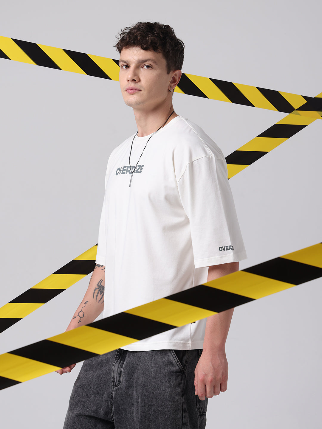 OVERDOZE PREMIUM Drop Shoulders Printed Cotton Off White T-shirt for men