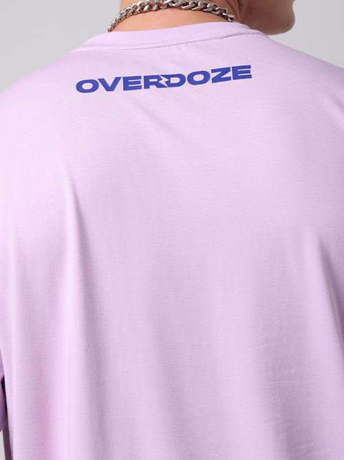 AURA Box Fit Printed Cotton Lavender Unisex T-shirt