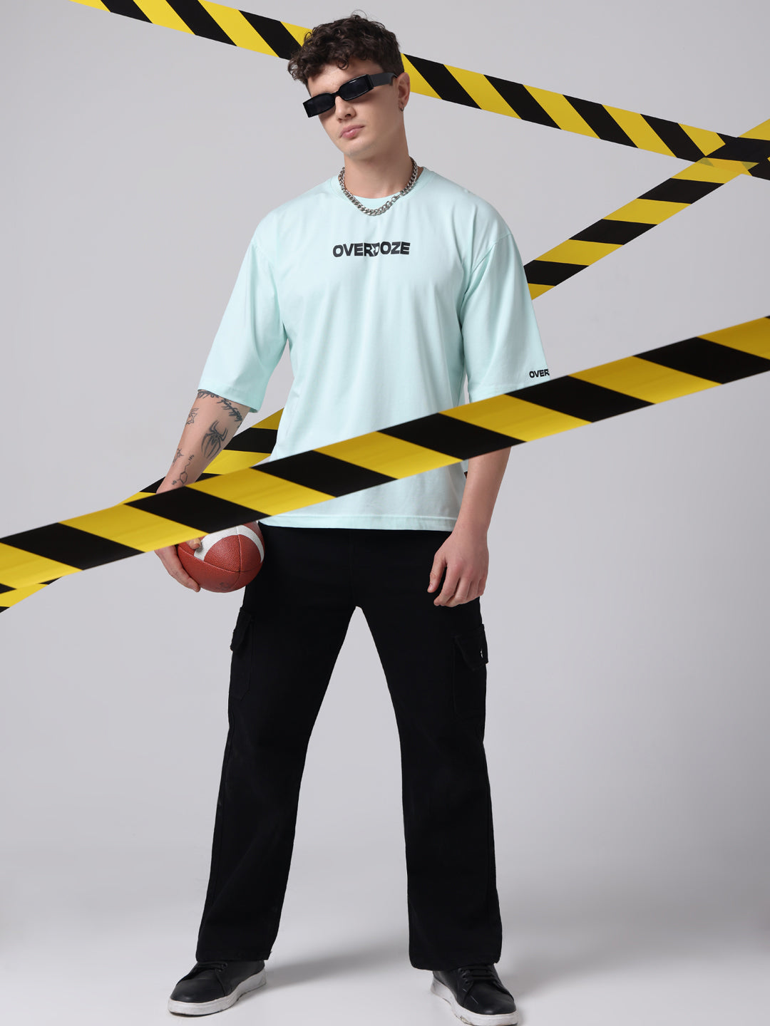 OVERDOZE PREMIUM Drop Shoulders Printed Cotton light Green T-shirt for Men